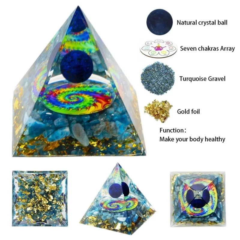 Seven Chakra Crystal Orgone Pyramid