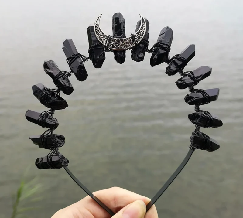 Black Tourmaline Crystal Crown