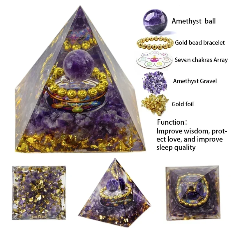 Seven Chakra Crystal Orgone Pyramid